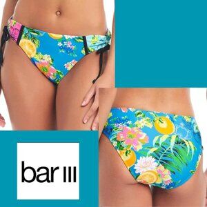 Bar III Tropical-Print Shirred-Side Hipster Bikini Bottoms NWT Sz S